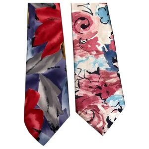 Vintage Gino Pompeii Tie Mens Wide Floral Neckwear Mervyns 90s Art Retro Fashion